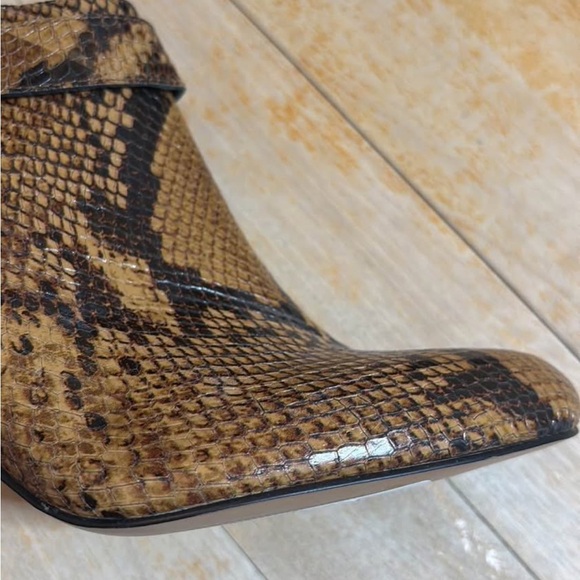 Vince Camuto Tan Snake Print Leather Ankle Booties - Picture 8 of 12